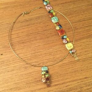 Pendant Wire necklace with matching bracelet